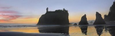 Tim Fitzharris - Abby Island and seastacks at sunset, Ruby Beach, Olympic NP, Washington