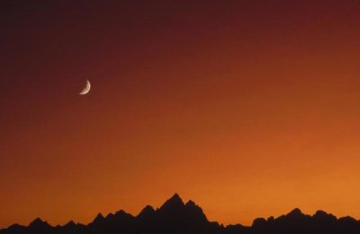 Gerry Ellis - Moon over Rocky Mountains, Grand Teton National Park, Wyoming