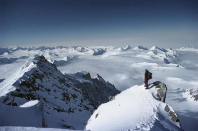 Colin Monteath - Climber on the summit of Mt Shinn, Ellsworth Mountains, Antarctica