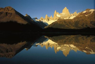 Colin Monteath - Mt Fitzroy reflected in lake at dawn, Los Glaciares NP, Patagonian Andes, Argentina