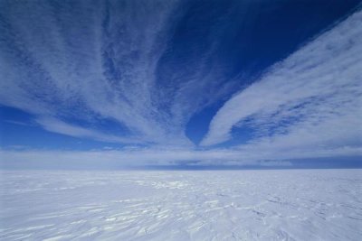 Grant Dixon - Cirrus clouds above icy plateau, Antarctica