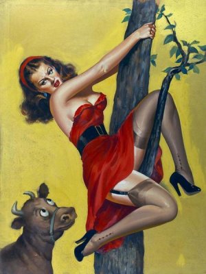 Peter Driben - Mid-Century Pin-Ups - Moo - Up a tree