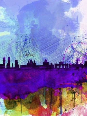 NAXART Studio - Madrid Watercolor Skyline