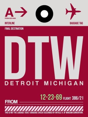 NAXART Studio - DTW Detroit  Luggage Tag 1