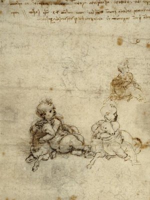 Leonardo da Vinci - Studies for the Christ Child with a Lamb (recto)