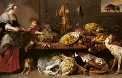 Frans Snyders - Kitchen Still Life with a Maid and Young Boy