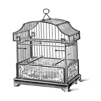 Catalog Illustration - Etchings: Birdcage - Gable top, floral base.