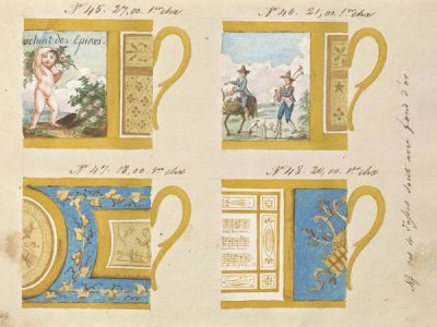 Honoré - Quatre tasses avec fond d'or, ca. 1800-1820