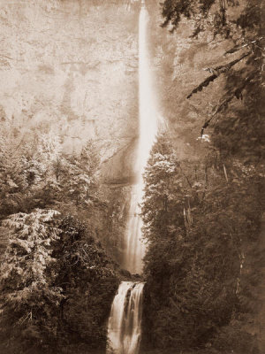 Carleton Watkins - Multnomah Falls, Columbia River, Oregon, 2500 feet., 1867
