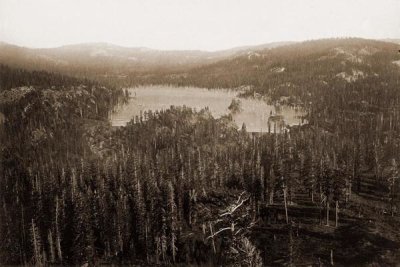 Carleton Watkins - Dams and Lake, Nevada County, California, Distant View, about 1871
