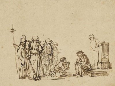 Unknown maker, Rembrandt Pupil - The Mocking of Christ