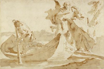 Giovanni Battista Tiepolo - Flight into Egypt (recto); Various Studies (verso)