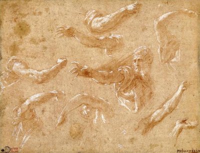 Francesco Primaticcio - Study of God the Father with Angels