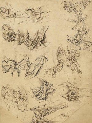 Master of the Coburg Roundels - Studies of Christ's Loincloth (recto); Studies of Bookbindings and of Christ's Loincloth (verso)