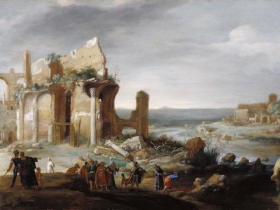 Bartholomeus Breenbergh - Moses and Aaron Changing the Rivers of Egypt to Blood