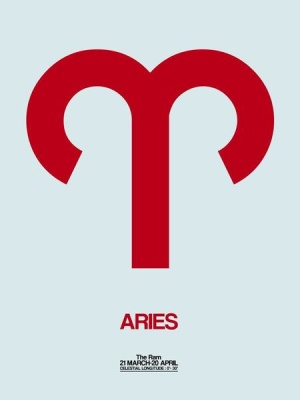 NAXART Studio - Aries Zodiac Sign Red