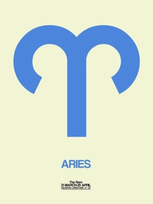 NAXART Studio - Aries Zodiac Sign Blue