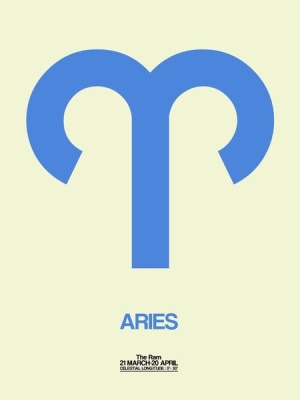 NAXART Studio - Aries Zodiac Sign Blue