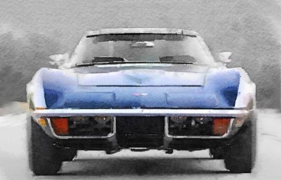 NAXART Studio - 1972 Corvette Front End Watercolor