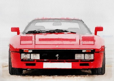 NAXART Studio - 1980 Ferrari 288 GTO Front Watercolor