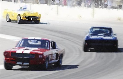 NAXART Studio - Mustang and Corvette Racing Watercolor