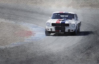 NAXART Studio - Mustang on Race Track Watercolor