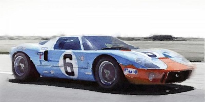 NAXART Studio - Ford GT 40 Gulf Watercolor