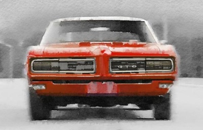 NAXART Studio - 1968 Pontiac GTO Front Watercolor