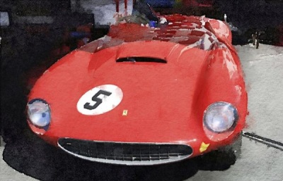 NAXART Studio - 1962 Ferrari in the Pits Watercolor
