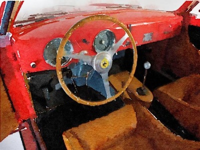 NAXART Studio - Ferrari 225 S Berlinetta Interior Watercolor