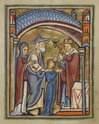 Unknown 12th Century English Illuminator - The Virgin as a Maiden in the Temple