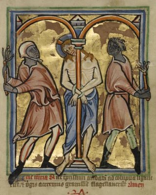 Unknown 12th Century English Illuminator - The Scourging of Christ