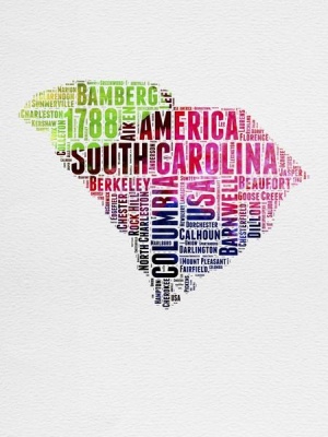 NAXART Studio - South Carolina Watercolor Word Cloud