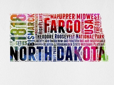 NAXART Studio - North Dakota Watercolor Word Cloud