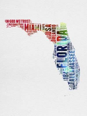 NAXART Studio - Florida Watercolor Word Cloud