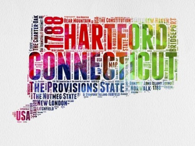 NAXART Studio - Connecticut Watercolor Word Cloud