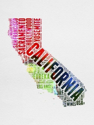 NAXART Studio - California Watercolor Word Cloud