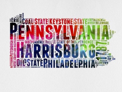 NAXART Studio - Pennsylvania Watercolor Word Cloud