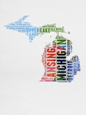 NAXART Studio - Michigan Watercolor Word Cloud