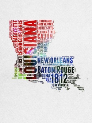 NAXART Studio - Louisiana Watercolor Word Cloud