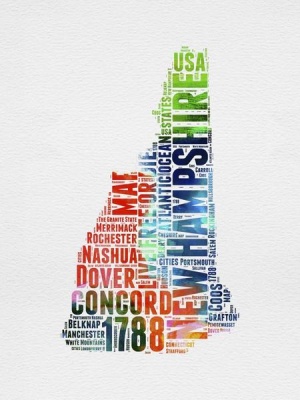 NAXART Studio - New Hampshire Watercolor Word Cloud