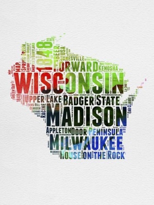 NAXART Studio - Wisconsin Watercolor Word Cloud