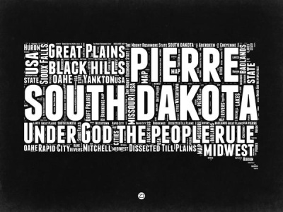 NAXART Studio - South Dakota Black and White Map