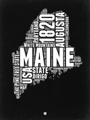 NAXART Studio - Maine Black and White Map