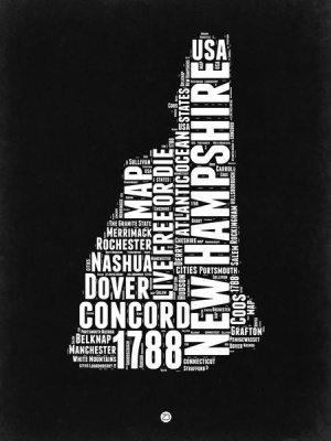 NAXART Studio - New Hampshire Black and White Map