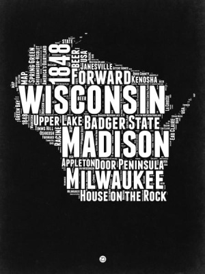 NAXART Studio - Wisconsin Black and White Map