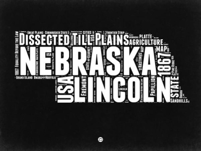 NAXART Studio - Nebraska Black and White Map