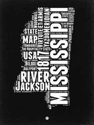 NAXART Studio - Mississippi Black and White Map