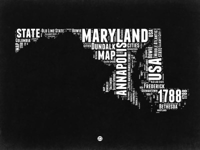 NAXART Studio - Maryland Black and White Map