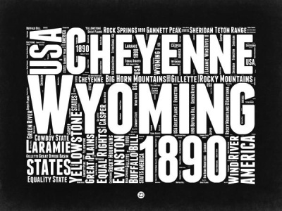 NAXART Studio - Wyoming Black and White Map